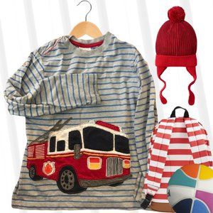 Hanna Andersson Boys Firetruck Shirt, Size 140